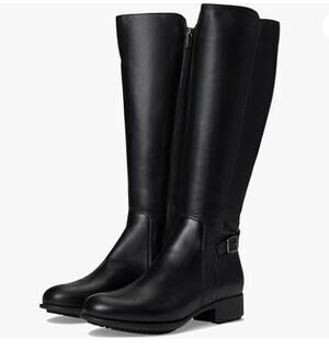 La Canadienne Women's Silvana Tall Riding Boot Black Leather Size 8.5 WP